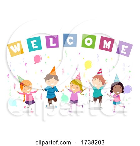 Stickman Kids Welcome Party Balloons Illustration by BNP Design Studio