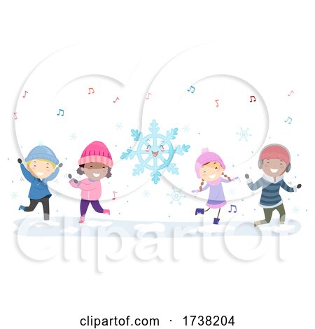 Stickman Kids Winter Season Dancing Snowflake by BNP Design Studio
