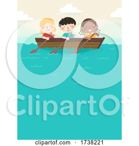 Kids Rowing Boat Lake Background Illustration by BNP Design Studio