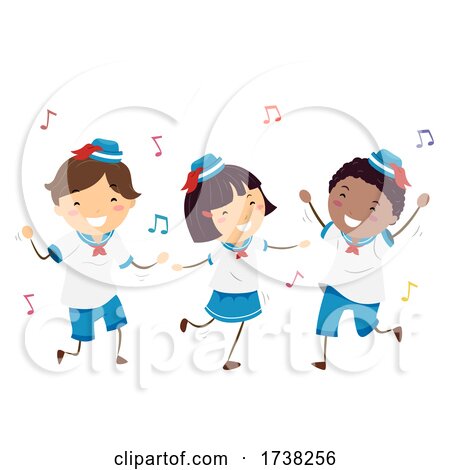 Stickman Kids Sailors Dancing Music Illustration by BNP Design Studio