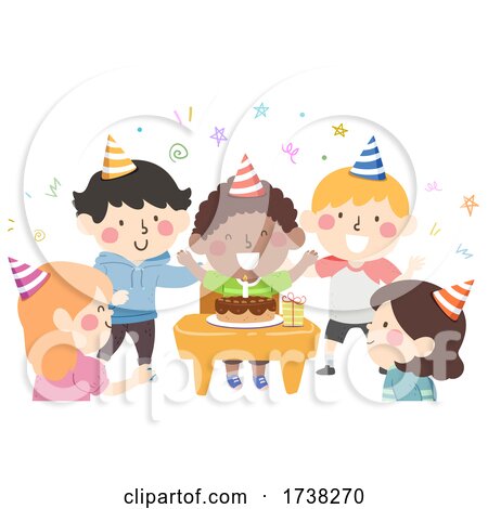 Kids Desk Birthday Party Cake Illustration by BNP Design Studio