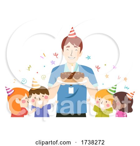Kids Teacher Guy Birthday Party Cake Illustration by BNP Design Studio