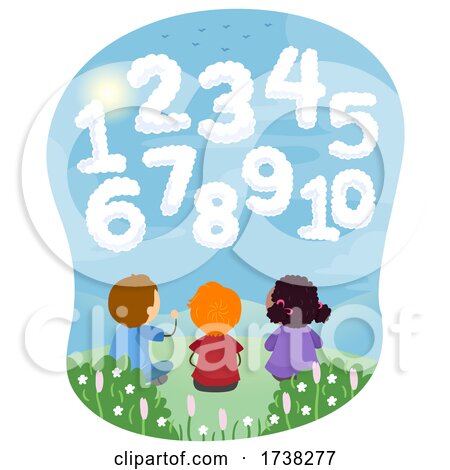 Stickman Kids Cloud Shapes Numbers Illustration by BNP Design Studio
