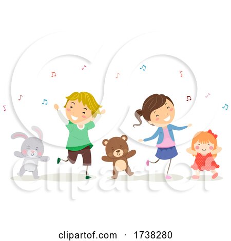 Stickman Kids Dance Stuffed Toys Illustration by BNP Design Studio