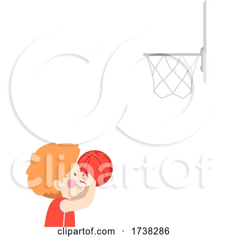 Kid Boy Shoot Ball Basket Ball Hoop Illustration by BNP Design Studio