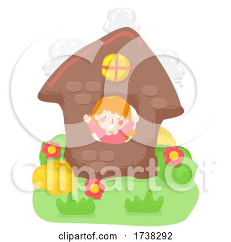 Kid Girl Clay House Wave Flowers Illustration by BNP Design Studio