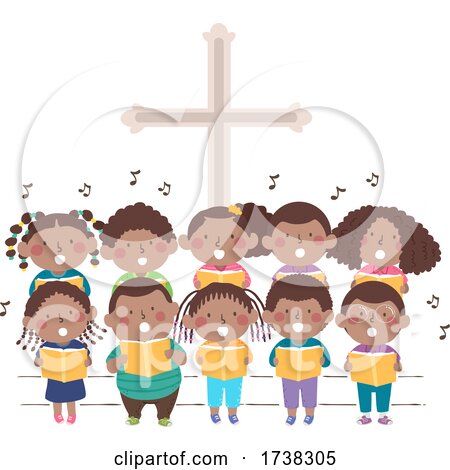 Kids Black Church Stage Sing Choir Illustration by BNP Design Studio