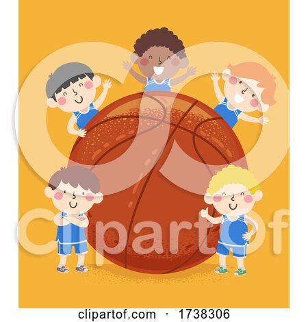 Kids Boys Basketball Team Big Ball Illustration by BNP Design Studio