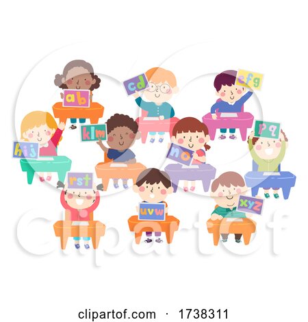 Kids Classroom Desk Tablet Alphabet Illustration by BNP Design Studio