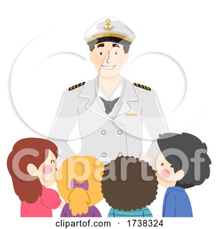 Kids Man Cruise Captain Greet Illustration by BNP Design Studio