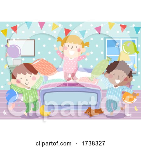 Kids Pajama Bedroom Party Bunting Illustration by BNP Design Studio