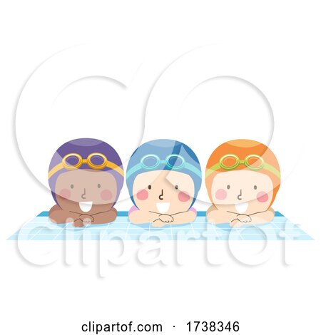 Kids Swimmers Wear Goggles Swim Cap Illustration by BNP Design Studio