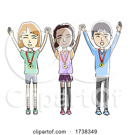 Kids Hands up Medals Achievers Illustration by BNP Design Studio