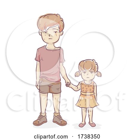 Kids Siblings War Victims Hold Hands Illustration by BNP Design Studio