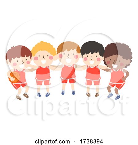 Kids Boys Basketball Plan Huddle Illustration by BNP Design Studio