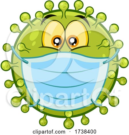 Cartoon Covid Coronavirus Wearing a Mask by Hit Toon