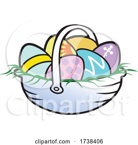 Cartoon Easter Basket with Colorful Eggs by Johnny Sajem