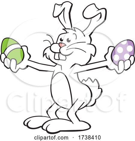 Cartoon Easter Bunny Holding Colorful Eggs by Johnny Sajem