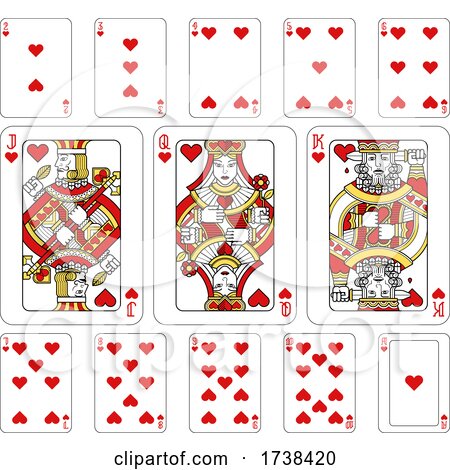 Playing Cards Hearts Red Yellow and Black by AtStockIllustration