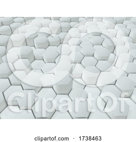 3D Abstract Background of Extruding White Hexagons by KJ Pargeter