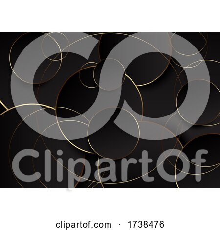 Retro Abstract Design with Gold and Black Circles by KJ Pargeter