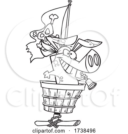 Cartoon Black and White Pirate Pig in a Crows Nest by toonaday