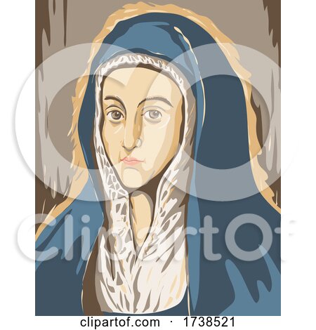 El Greco Domenikos Theotokopoulos Artwork of Virgin Mary or Mater Dolorosa Circa 1597 WPA Poster Art by patrimonio