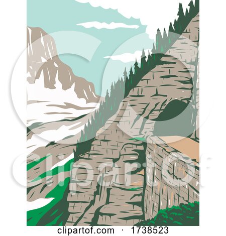 GoingtotheSun Road in Eastside Tunnel and Mt Reynolds Glacier National Park Montana United States WPA Poster Art by patrimonio
