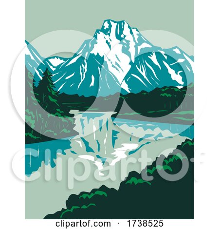 Jackson Hole Valley with the Peaks of Grand Teton National Park in Wyoming United States WPA Poster Art by patrimonio