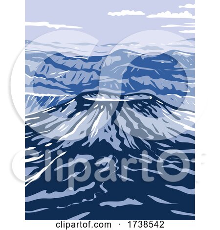 Aniakchak National Monument and Preserve Showing Aniakchak Volcano on the Aleutian Range of Alaska WPA Poster Art by patrimonio