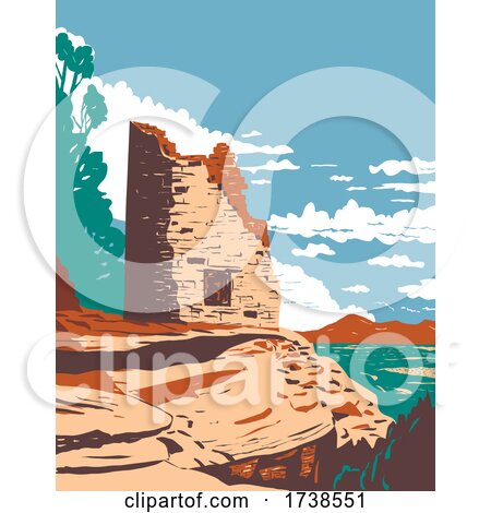 Painted Hand Pueblo in Canyon of the Ancients National Monument in Southwest Colorado WPA Poster Art by patrimonio