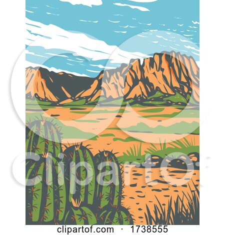 Chihuahuan Desert Covering Parts of Big Bend National Park in Mexico and Southwestern United States WPA Poster Art by patrimonio