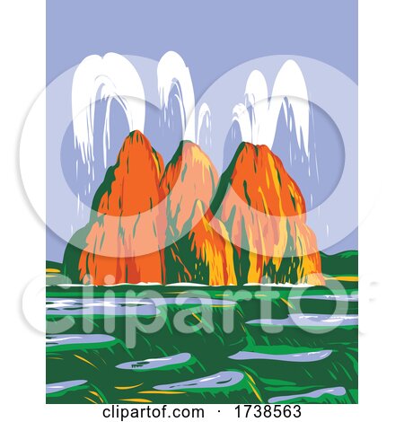 Fly Geyser or Fly Ranch Geyser Located in Black Rock Desert Washoe County Nevada WPA Poster Art by patrimonio