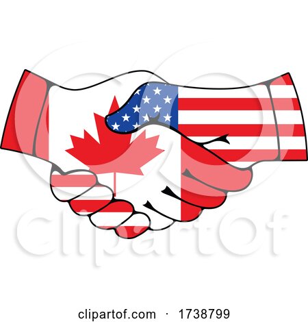 Canadian and American Flag Hands Shaking by Vector Tradition SM