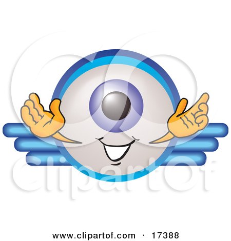 Clipart Picture of an Eyeball Mascot Cartoon Character on a Business Logo by Mascot Junction
