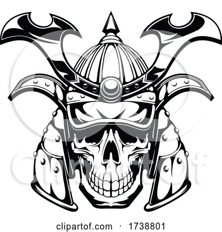 Black and White Samurai Skull by Vector Tradition SM