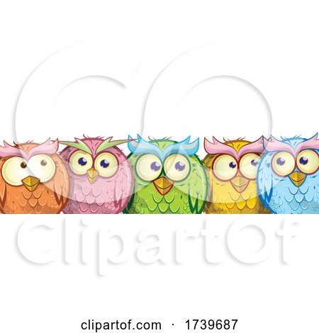 Group of Colorful Owls by Domenico Condello