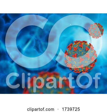 3D Medical Background with Abstract Covid 19 Virus Cells by KJ Pargeter
