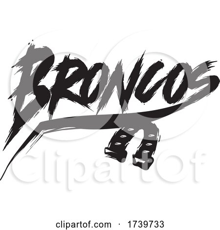 Horseshoe and BRONCOS Text in Brush Style by Johnny Sajem