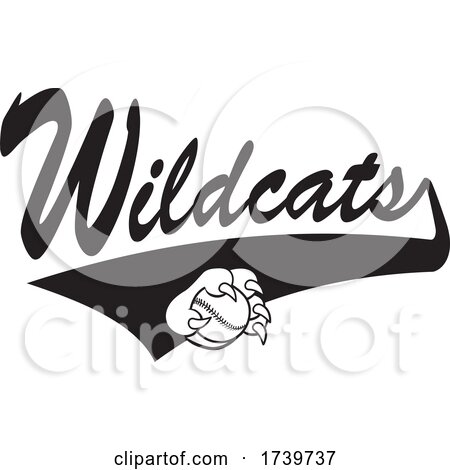 Paw Grabbing a Baseball and Wildcats Text with a Swoosh by Johnny Sajem