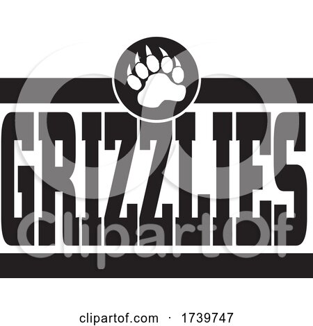 Bears School or Sports Team Paw and GRIZZLIES Text Design by Johnny Sajem