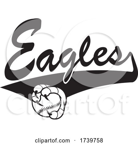 Bird Mascot Talons Grabbing a Baseball and EAGLES Text by Johnny Sajem