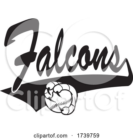 Bird Mascot Talons Grabbing a Baseball and FALCONS Text by Johnny Sajem