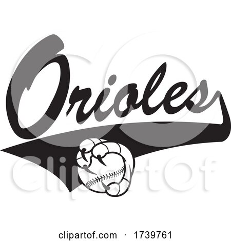 Bird Mascot Talons Grabbing a Baseball and Orioles Text by Johnny Sajem