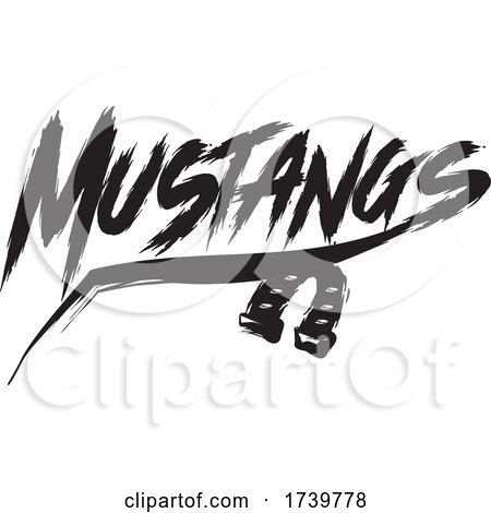 Horseshoe and MUSTANGS Text in Brush Style by Johnny Sajem