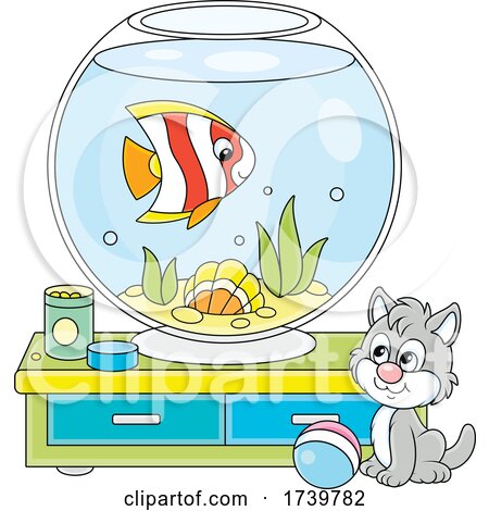 Kitty Cat by a Fish Bowl by Alex Bannykh