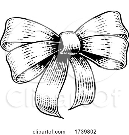 Bow Gift Ribbon Vintage Woodcut Engraving Style by AtStockIllustration