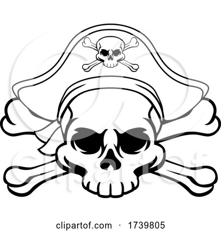 Skull and Crossbones Pirate Jolly Roger in Hat by AtStockIllustration