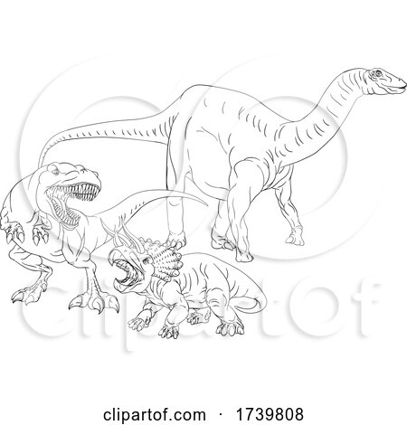 Dinosaurs in Outline by AtStockIllustration
