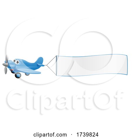 Airplane Pulling Banner Cartoon Character by AtStockIllustration